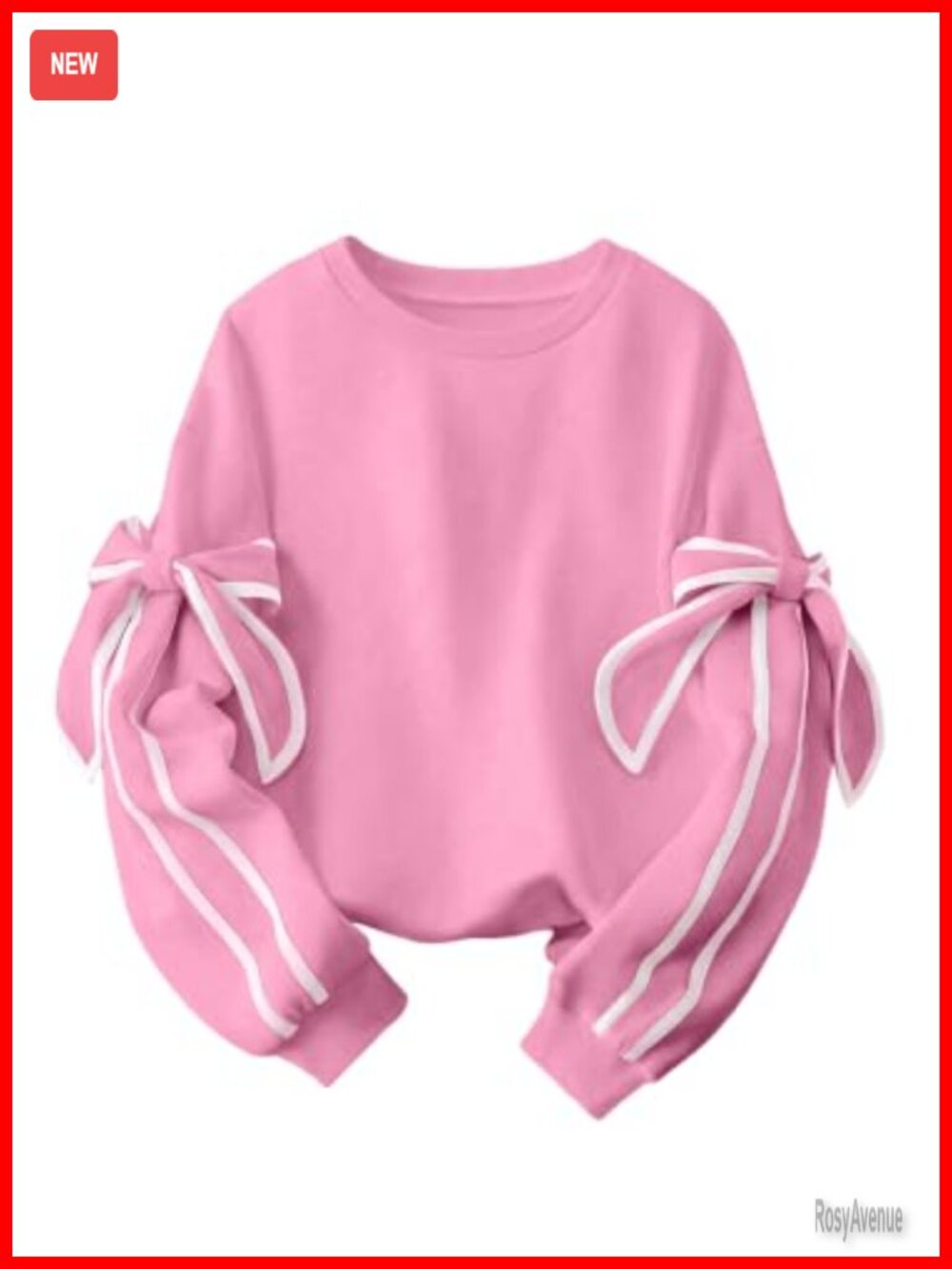 Womens Oversized Sweatshirt Bow Tie Long Sleeve Crew Neck Pullover Top